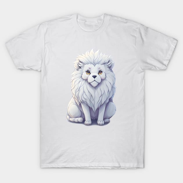 watercolor cute magical white lion sticker T-Shirt by FRH Design